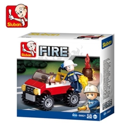 Sluban Klemmbausteine SL95391, Einsatzfahrzeug (58 Teile) [M38-B0621], Spielset, Klemmbausteine, Rettungskräfte, mit Spielfigur, Feuerwehr, Mehrfarbig - 1