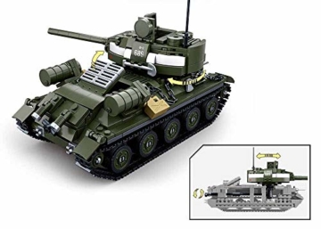 Sluban Klemmbausteine SL95560, WWII - Mittlerer All. Panzer M38-B0689 , Spielset , Klemmbausteine, Soldaten, mit Spielfigur, Army WWII Multi Color - 3