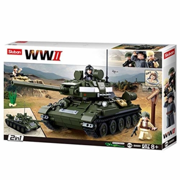 Sluban Klemmbausteine SL95560, WWII - Mittlerer All. Panzer M38-B0689 , Spielset , Klemmbausteine, Soldaten, mit Spielfigur, Army WWII Multi Color - 1