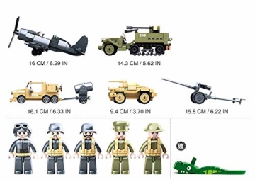 Sluban Klemmbausteine SL95682, WWII - Kampffahrzeuge Set (552 Teile) [M38-B0812], Spielset , Klemmbausteine, Soldaten, mit Spielfigur, Army WWII, bunt - 2