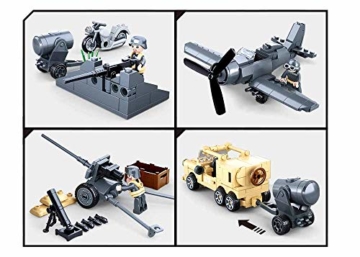 Sluban Klemmbausteine SL95682, WWII - Kampffahrzeuge Set (552 Teile) [M38-B0812], Spielset , Klemmbausteine, Soldaten, mit Spielfigur, Army WWII, bunt - 3