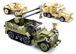 Sluban Klemmbausteine SL95682, WWII - Kampffahrzeuge Set (552 Teile) [M38-B0812], Spielset , Klemmbausteine, Soldaten, mit Spielfigur, Army WWII, bunt - 1