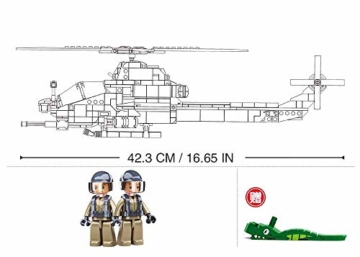 Sluban Klemmbausteine SL95708, Kampfhelikopter IV (482 Teile) [M38-B0838], Spielset , Klemmbausteine, Soldaten, mit Spielfigur, Army, bunt - 3