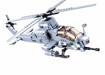 Sluban Klemmbausteine SL95708, Kampfhelikopter IV (482 Teile) [M38-B0838], Spielset , Klemmbausteine, Soldaten, mit Spielfigur, Army, bunt - 1