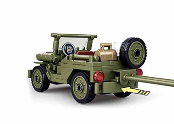 Sluban Klemmbausteine SL95713, WWII - All. Jeep mit Feldhaubitze [M38-B0853], Spielset , Klemmbausteine, Soldaten, mit Spielfigur, Army WWII, bunt - 4