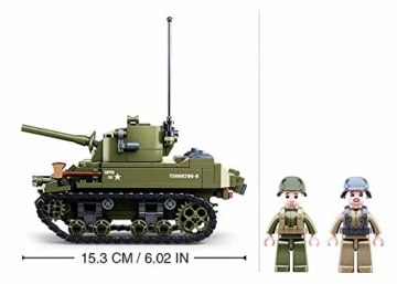 Sluban Klemmbausteine SL95716, WWII - Leichter All. Panzer (344 Teile)[M38-B0856], Spielset , Klemmbausteine, Soldaten, mit Spielfigur, Army WWII, bunt - 3