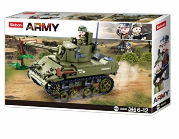 Sluban Klemmbausteine SL95716, WWII - Leichter All. Panzer (344 Teile)[M38-B0856], Spielset , Klemmbausteine, Soldaten, mit Spielfigur, Army WWII, bunt - 5