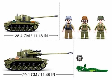 Sluban Klemmbausteine SL95720, WWII - Mittlerer All. Panzer II (2in1) [M38-B0860], Spielset , Klemmbausteine, Soldaten, mit Spielfigur, Army WWII, bunt - 4