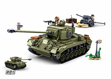 Sluban Klemmbausteine SL95720, WWII - Mittlerer All. Panzer II (2in1) [M38-B0860], Spielset , Klemmbausteine, Soldaten, mit Spielfigur, Army WWII, bunt - 1