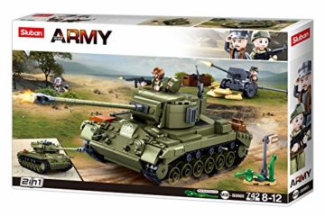 Sluban Klemmbausteine SL95720, WWII - Mittlerer All. Panzer II (2in1) [M38-B0860], Spielset , Klemmbausteine, Soldaten, mit Spielfigur, Army WWII, bunt - 5