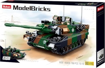 Sluban Klemmbausteine Sluban SL95709, Kampfpanzer Leopold (766 Teile) [M38-B0839], Spielset, Klemmbausteine, Soldaten, mit Spielfigur, Army, bunt - 8