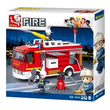 Sluban Klemmbausteine Sluban_M38-B0626 SL95396, Tanklöschfahrzeug (345 Teile) [M38-B0626], Spielset, Klemmbausteine, Rettungskräfte, mit Spielfigur, Feuerwehr, merhfarbig - 5