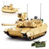 Sluban M1A2 Abrams Panzer Klemmbausteine Set, WW2 Militär Hauptkampfpanzer Modellbausatz with Waffenpaket, Geschenke für Militärfans Jugendliche und Erwachsene (781 Teile) - 1
