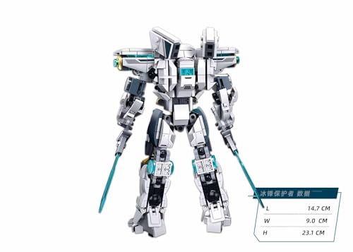 Sluban P.R. Mecha Roboter-Bausatz, 561 Teile, M38-B1151, für 8-14 Jahre, Weiß/Grau mit Türkis-Akzenten - 2