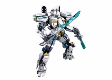 Sluban P.R. Mecha Roboter-Bausatz, 561 Teile, M38-B1151, für 8-14 Jahre, Weiß/Grau mit Türkis-Akzenten - 3