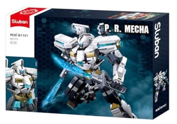 Sluban P.R. Mecha Roboter-Bausatz, 561 Teile, M38-B1151, für 8-14 Jahre, Weiß/Grau mit Türkis-Akzenten - 5