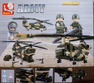 Sluban SL95278, Transporthubschrauber II (520 Teile) [M38-B0508], Spielset, Klemmbausteine, Soldaten, mit Spielfigur, Army, Mehrfarbig - 2