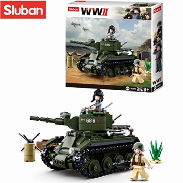 Sluban SL95557, WWII - Leichter All. Panzer (348 Teile)[M38-B0686], Spielset , Klemmbausteine, Soldaten, mit Spielfigur, Army WWII - 6