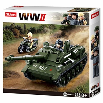 Sluban SL95558, WWII - Alliierter Jagdpanzer(335 Teile)[M38-B0687], Spielset , Klemmbausteine, Soldaten, mit Spielfigur, Army WWII, Multi Color - 2