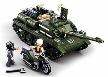 Sluban SL95558, WWII - Alliierter Jagdpanzer(335 Teile)[M38-B0687], Spielset , Klemmbausteine, Soldaten, mit Spielfigur, Army WWII, Multi Color - 5