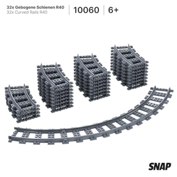 SNAP 32x Gebogene Schienen R40, Baustein-Set für Züge, Gleissystem der Train-Serie, Konstruktionsbausteine kompatibel, DIY-Geschenk für Erwachsene und Kinder im Miniatur- und Modellbau – 10060 - 2