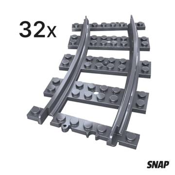 SNAP 32x Gebogene Schienen R40, Baustein-Set für Züge, Gleissystem der Train-Serie, Konstruktionsbausteine kompatibel, DIY-Geschenk für Erwachsene und Kinder im Miniatur- und Modellbau – 10060 - 4