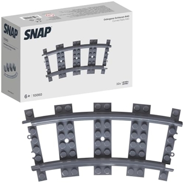 SNAP 32x Gebogene Schienen R40, Baustein-Set für Züge, Gleissystem der Train-Serie, Konstruktionsbausteine kompatibel, DIY-Geschenk für Erwachsene und Kinder im Miniatur- und Modellbau – 10060 - 1