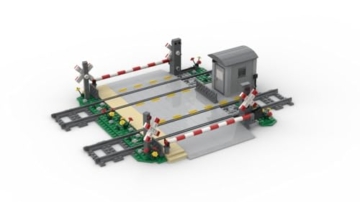Steinchenshop Großer Bahnübergang – Klemmbaustein Set aus 599 Teilen – kompatibel mit gängigen Bausteinsystemen – 30 x 30 cm – Zubehör für City Eisenbahn & Straßen – Geschenkset für Kinder & Anfänger - 2