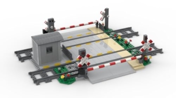 Steinchenshop Großer Bahnübergang – Klemmbaustein Set aus 599 Teilen – kompatibel mit gängigen Bausteinsystemen – 30 x 30 cm – Zubehör für City Eisenbahn & Straßen – Geschenkset für Kinder & Anfänger - 5