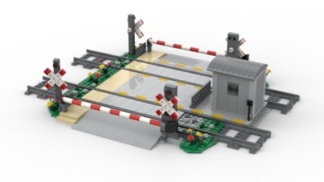 Steinchenshop Großer Bahnübergang – Klemmbaustein Set aus 599 Teilen – kompatibel mit gängigen Bausteinsystemen – 30 x 30 cm – Zubehör für City Eisenbahn & Straßen – Geschenkset für Kinder & Anfänger - 7