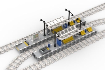 Steinchenshop Moderner Modularer Bahnsteig – 1.047 Klemmbausteine – 106 cm lang – 8 Module flexibel kombinierbar – mit bedruckten Steinen – kompatibel mit gängigen Bausteinsystemen - 5