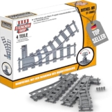 Steinchenshop Weichenset – 4 Weichen inkl. Hebel – kompatibel mit Lego, Q‑Bricks, Cobi, Mould King u.v.m. - für Citybauten & co. - aus hochwertigem ABS hergestellt - 1