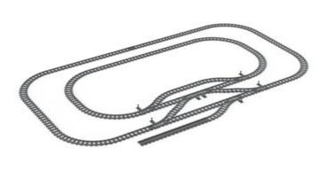 Steinchenshop XL Oval Schienenset – 102 Teile – Gleis System mit Kurven, Geraden, 7 Weichen & 22 Flexschienen – 172 x 228 cm – kompatibel mit Sluban, Q‑Bricks, Cobi, Lego u.v.m. - für Citybauten & co. - 2