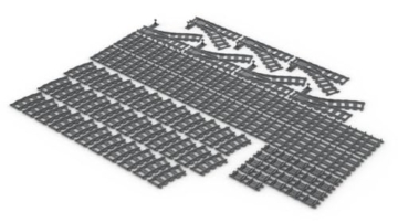 Steinchenshop XL Oval Schienenset – 102 Teile – Gleis System mit Kurven, Geraden, 7 Weichen & 22 Flexschienen – 172 x 228 cm – kompatibel mit Sluban, Q‑Bricks, Cobi, Lego u.v.m. - für Citybauten & co. - 4