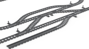 Steinchenshop XL Oval Schienenset – 102 Teile – Gleis System mit Kurven, Geraden, 7 Weichen & 22 Flexschienen – 172 x 228 cm – kompatibel mit Sluban, Q‑Bricks, Cobi, Lego u.v.m. - für Citybauten & co. - 5