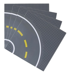 Strictly Briks - Bauplatten Straße mit Kurve - Bauplatten für Straßen, Städte, Garagen & mehr - 100 % kompatibel mit Allen führenden Marken - 10 x 10 (25,4 x 25,4 cm) - 4 Stück