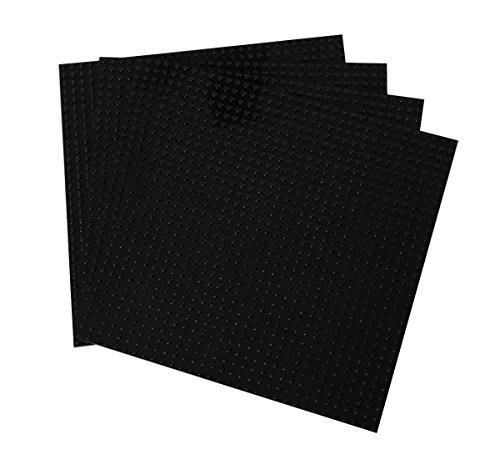 Strictly Briks Base Per Costruzioni 25x25 Cm (4 Pezzi) - Compatibili Con LEGO E Mega Bloks - Plastre Nere Per Costruire Torri E Castelli