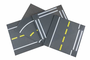 Strictly Briks - Straßen-Bauplatten - Bausteinplatten für Straßen, Städte, Garagen & mehr - 100 % kompatibel mit Allen führenden Marken - Set mit verschiedenen Straßenabschnitten - 25,5 x 25,5 cm - 1