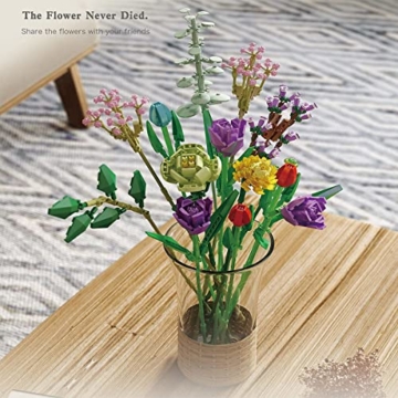 Sunerly 999 Teilige 14 Blumen Bausteine, 10280 Blumenstrauß Bausteine-Set, Kunstpflanzen für Erwachsene, künstliche Blumen zum Basteln Bausätze Geschenke, Geeignet Für Home Deko, Botanik Kollektion