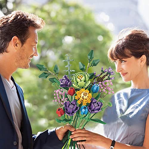 Sunerly 999 Teilige 14 Blumen Bausteine, 10280 Blumenstrauß Bausteine-Set, Kunstpflanzen für Erwachsene, künstliche Blumen zum Basteln Bausätze Geschenke, Geeignet Für Home Deko, Botanik Kollektion