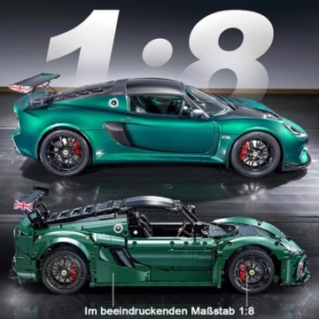 Technik Auto für CADA C61511W Exige Grüner Sportwagen, Technik Rennwagen Modell Bausatz, 3700+ Teile MOC Auto Modell, für Lotus Exige Cup 430 (Originalverpackung) - 5