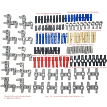 Technik Ersatzteile Set, 120 Stück Technik Pin Axle Pins lang mit Stopper Anschluss Technic Teile Steine Bausteine Klemmbausteine Bausatz - 2