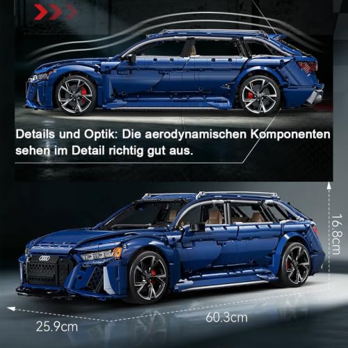 Technik RS6 Auto für CADA Master RS6 Avant Rennwagen, 4660+ Teile Technik Rennauto, C61515W Wagon Bausatz MOC 1: 8 KIemmbausteine Set für Erwachsene - 3