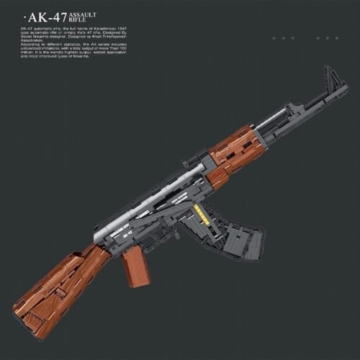 Technik Schießwaffe Bausteine, Technik AK-47 Sturmgewehr Bausatz Modell, 1238+ Klemmbausteine Gewehr Waffen Bauset Konstruktionspielzeug Kompatibel mit Großen Marken - 3