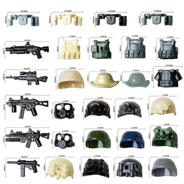 TIOL Mittelalter Waffen Set für Lego Minifiguren, Custom WW2 Militär Minigun Maske, Helm für Lego Figuren Ritter Soldaten SWAT Team Polizei