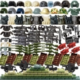 TIOL Waffen Set für Lego Minifiguren, Custom WW2 Militär Maske, Helm für Lego Figuren Ritter Soldaten SWAT Team Polizei