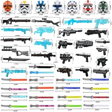 TIOL Waffen Set für Star Wars Minifiguren, Custom Sci-fi Maske, Helm, Laserschwerter für Lego Star Wars Figuren Clone Soldaten