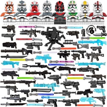 TIOL Waffen Set für Star Wars Minifiguren, Custom Sci-fi Maske, Helm, Laserschwerter für Lego Star Wars Figuren Clone Soldaten