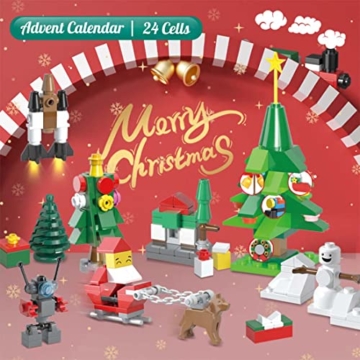 TopBrixx Adventskalender 2022, 24 Weihnachtsdekoration Klemmbausteine Set, 24 Weihnachten Dekorationen Bausatz, Modellbausatz Kompatibel mit Lego - 2