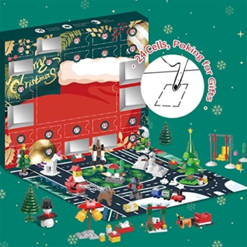 TopBrixx Adventskalender 2022, 24 Weihnachtsdekoration Klemmbausteine Set, 24 Weihnachten Dekorationen Bausatz, Modellbausatz Kompatibel mit Lego - 3